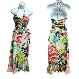 Tropical Print Halter Swimwear